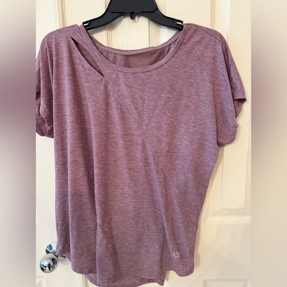 Nine West Purple Short Sleeve T-Shirt with Crew Neck